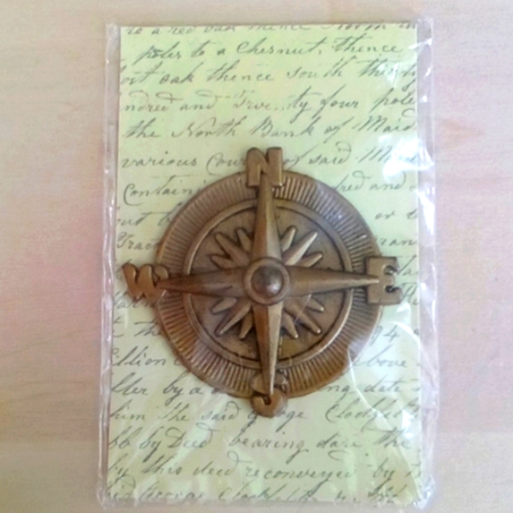 3/$15 Bronze Compass Large Metal Icon